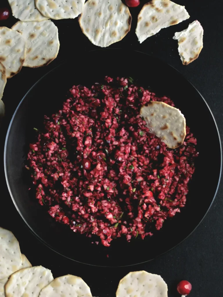 cranberry jalapeno dip in a bowl