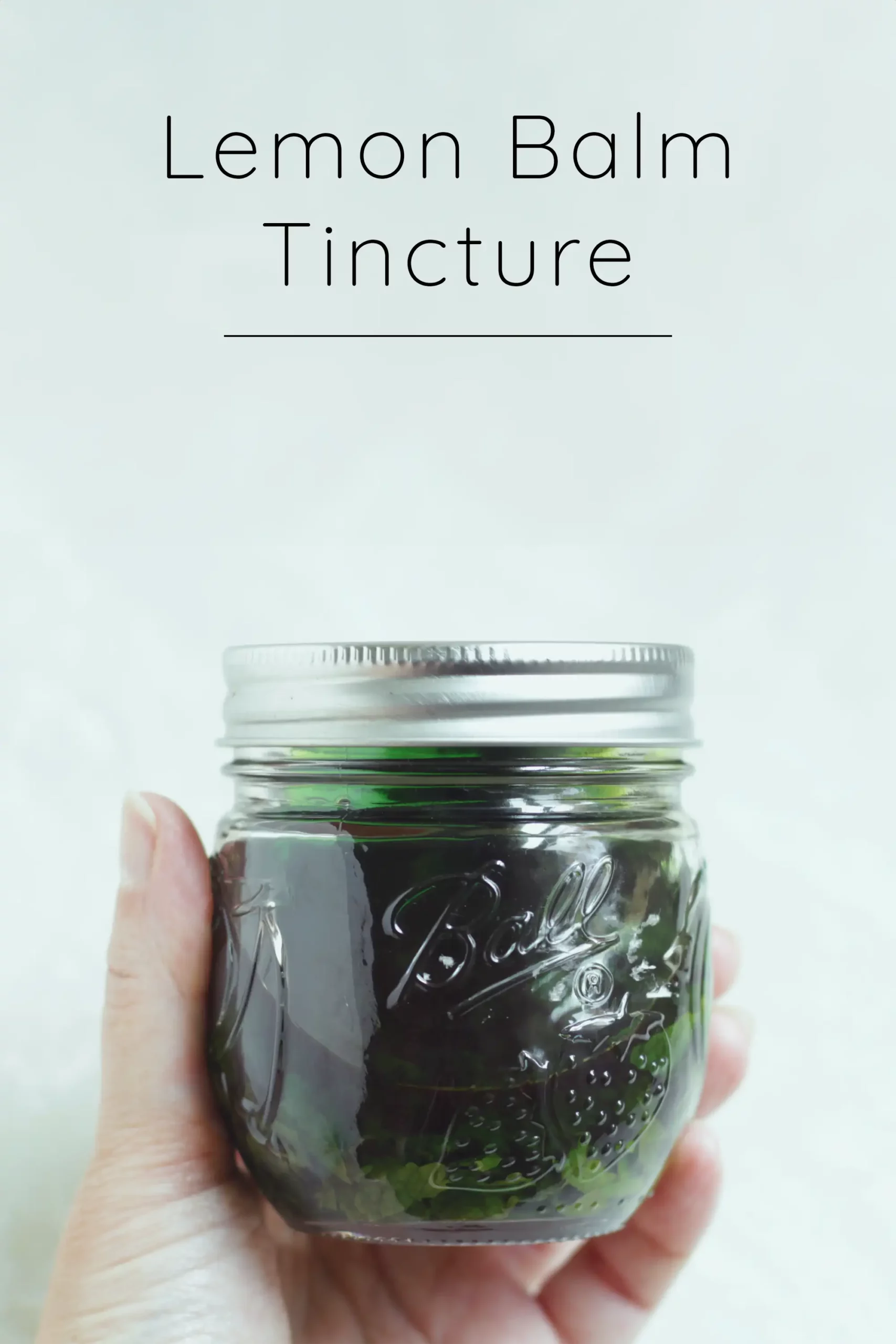 Lemon balm tincture in a glass mason jar